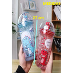 X2 Vaso Infantil Dinosaurio Acrilico Con Bombilla Luz 450ml