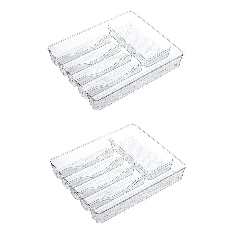 X2 Organizador Cubierto Utensilio Servicio Cocina 6 Cajones Transparente