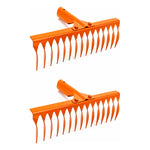 X2 Rastrillo De Jardin 14 Dientes Torcidos Metal Sin Mango Naranja