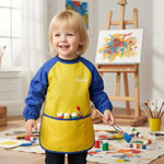 Mandil Bata Arte Infantil Mangas Largas Pintura Impermeable Azul/amarillo Liso