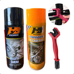 Kit Lubricante Desengrasante Cadena Moto Cepillo Limpieza