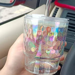 Vaso De Vidrio Con Bombilla Y Tapa Hermetica Moderno Diseño