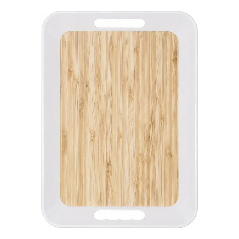 Bandeja De Melamina De Servir Bandeja Rectangular Con Asa Bambú Natural