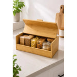 Caja Panera De Bambú Con Tapa Abatible Organizador De Cocina Madera Caja