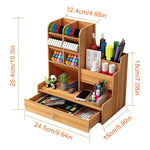 Organizador Portalapices Escritorio Oficina Con Cajon Madera