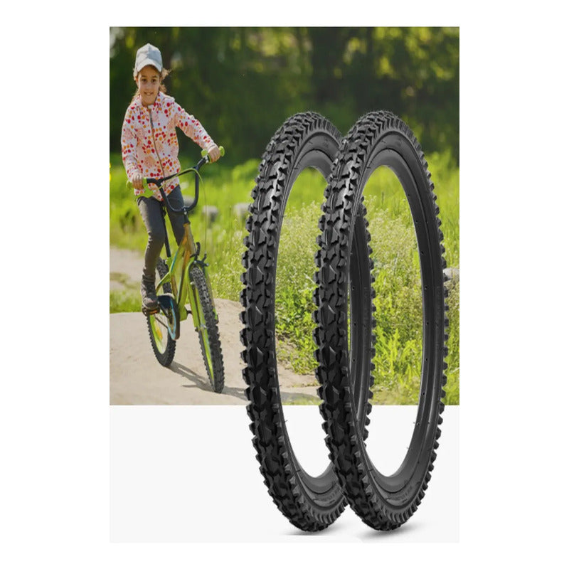 X2 Neumáticos Para Bicicleta Aro 20x2.125 Repuesto Negro Negro