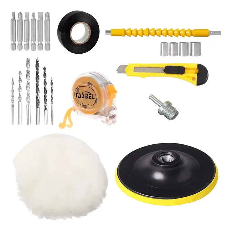 Taladro Percutor Atornillador Portatil 2 Baterias Recargable Amarillo 50hz 60hz