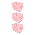 Organizador Gaveta Multiuso Apilable Ventilado Kendy Pack 3 Rosa