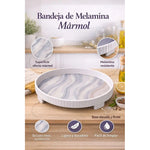 Bandeja Redonda De Servir De Melamina Grano De Madera 26cm