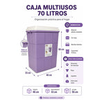 Caja Organizadora Contenedor De Plastico 70 Litros Multiusos Violeta Lisa
