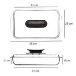 X2 Fuente Vidrio Para Hornear 3 Litros Con Tapa Rectangular Transparente