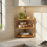 Estante Esquinero De Bambú 3 Niveles Cocina Baño Organizador