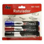 Set 3 Marcadores Plumones Permanentes Punta Redonda Multiuso Negro, Rojo, Azul