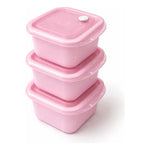 Set 3 Contenedores Hermeticos Taper Tupper Plastico 700ml Rosa