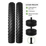X2 Neumaticos +2 Camaras Bicicleta Aro 26x1.75 Mtb Plegable Caluga Normal