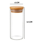X1 Frasco De 350ml Con Tapa De Bambu Para Especias Vidrio
