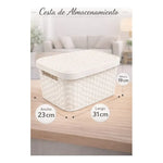 X3caja Organizadora Canasto Plastico Rattan Con Tapa 23x31cm