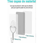 Ganchos De Pared Autoadhesivo Multiuso Colgador 6 Piezas Transparente