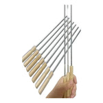 12 Brochetas Pinchos Anticucho Acero Barbacoa Parrilla Asado Plateado-madera Brochetas