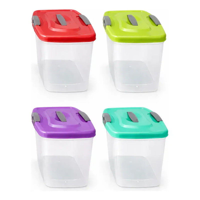 Caja Plastica Organizadora 6 Litros Transparente Tapa Wenco Color Violeta Rectangular