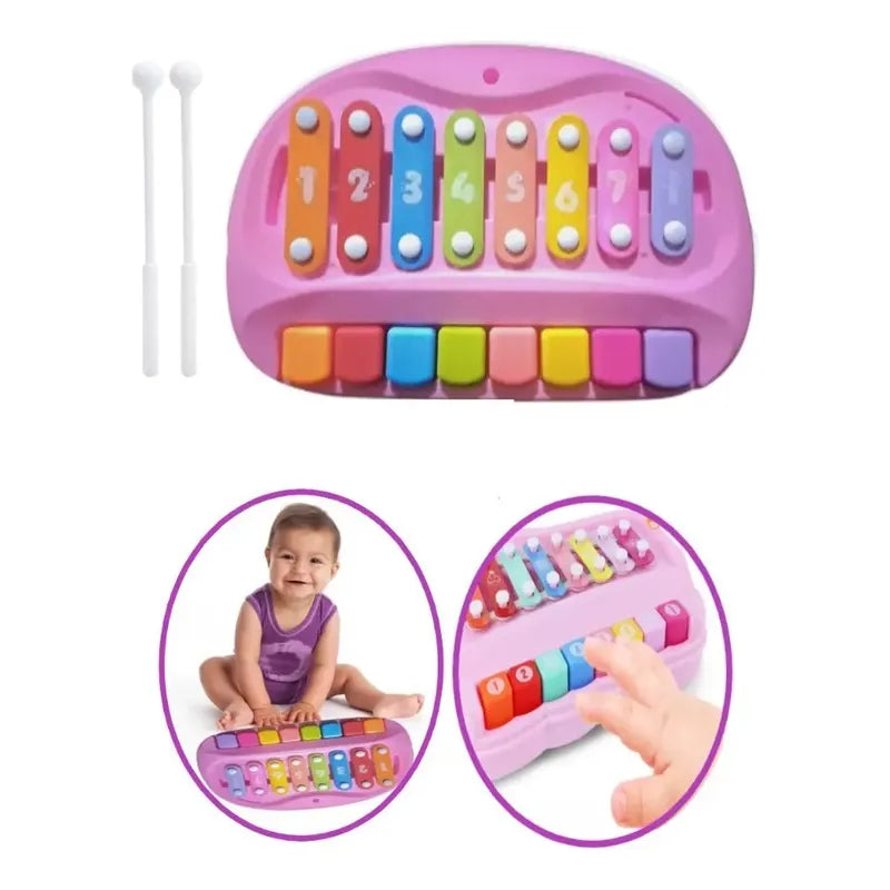 Xilófono  Piano Didáctico Musical Educativos  Bebé 8 Tonos Rosa Chicle