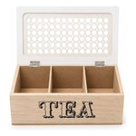 Caja De Madera Para Te 3 Divisiones Rectangular Organizador Madera-blaco