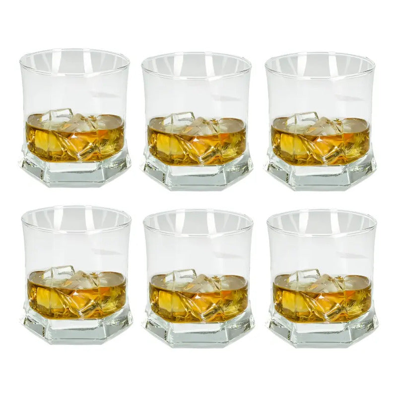 6 Vasos De Vidrio Cristar Ideal Para Uso Diario Y Eventos Transparente