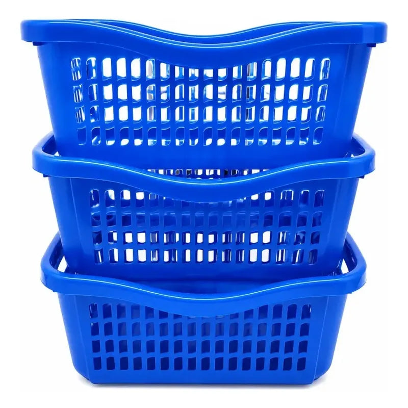 3 Cestas Apilables Organizadoras Anidable De 4 Litros Azul