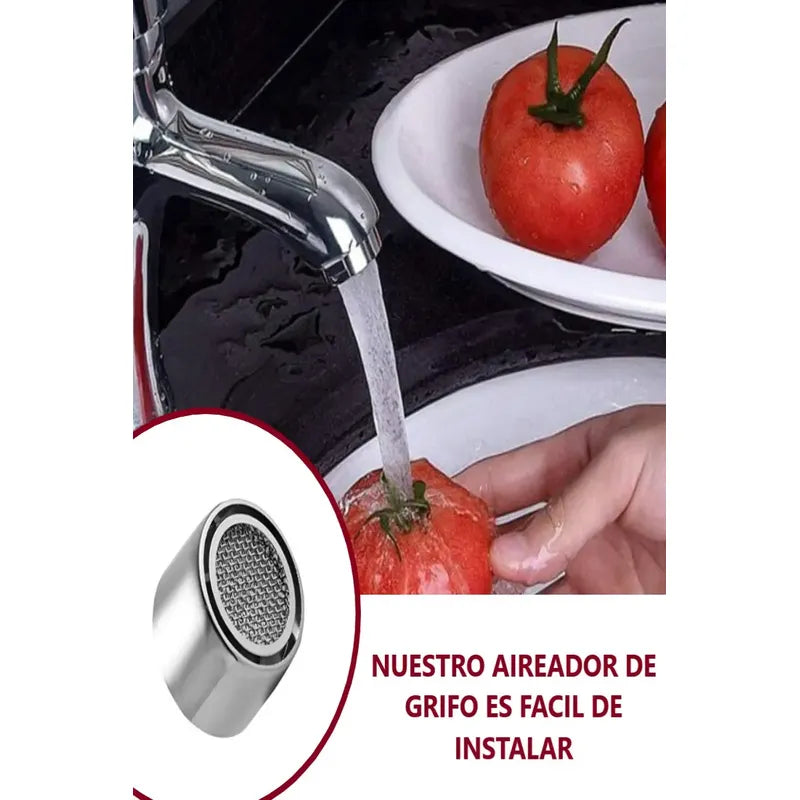 Pack 2 Filtros Grifo Aireador Grifería Lavaplatos Ahorrador Plateado Brillante
