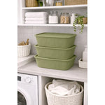 X3 Caja Cesta Organizadora Plastica Con Tapa Apilable 14ltrs