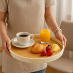 Bandeja Redonda De Servir De Melamina Grano De Madera 30cm