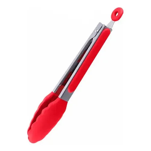Pinza Multiuso De Acero Inoxidable Punta De Silicona Color Rojo