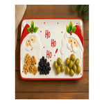 Bandeja De Vidrio Servir Rectangular Papa Noel Navidad Rojo