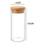 X 3 Frascos De Vidrio Para Especias Tapa De Bambu  300ml Transparente
