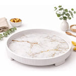 Bandeja Redonda De Servir De Melamina Grano De Madera 26cm