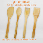 Juego De Utensilios Cocina Madera 4 Piezas Kit Cuatro