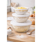 Set De 3 Bowl Ensaladera Redonda De Acrílico Con Tapa Transparente/tapa Blanca