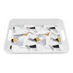 Bandeja De Melamina De Servir Bandeja Rectangular Con Asa Marmol Geometrico