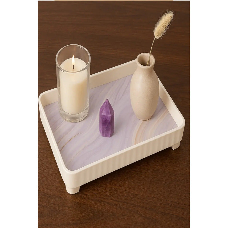 Bandeja De Melamina Con Grano De Madera Para Servir 35x23 Cm