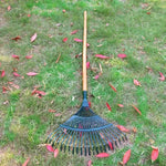 Rastrillo Barre Hojas Metálico Para Jardín 22 Dientes Verde Oscuro