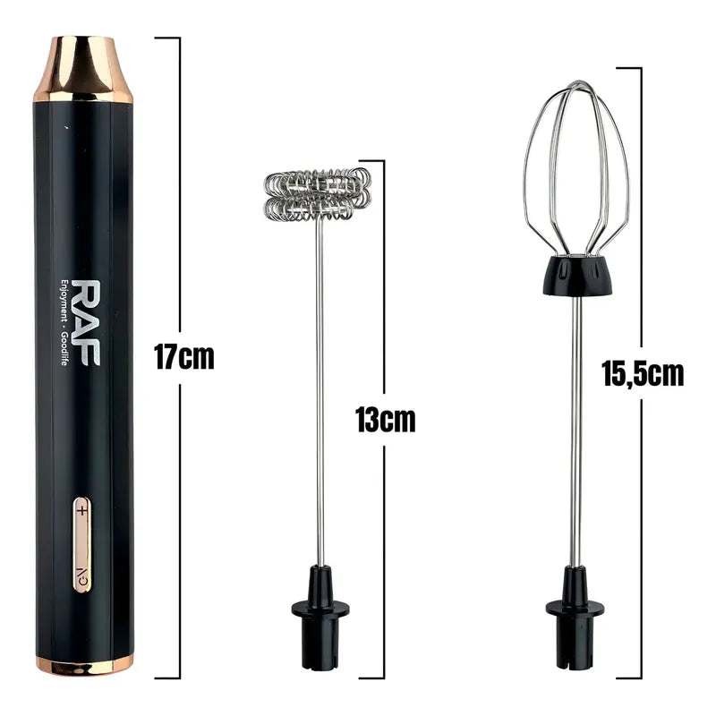 Mini Batidor De Cafe Batidor Espumador Recargable 2 En 1 Negro