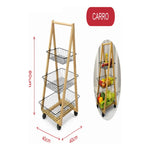 Carro Organizador De Bambu Con Ruedas Cocina Multiusos Negro