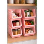 Organizador Gaveta Multiuso Apilable Ventilado Kendy Pack 3 Rosa