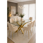 Mesa Comerdor Paris Rectangular Cubierta Vidrio 6 Personas Vidrio Dorado