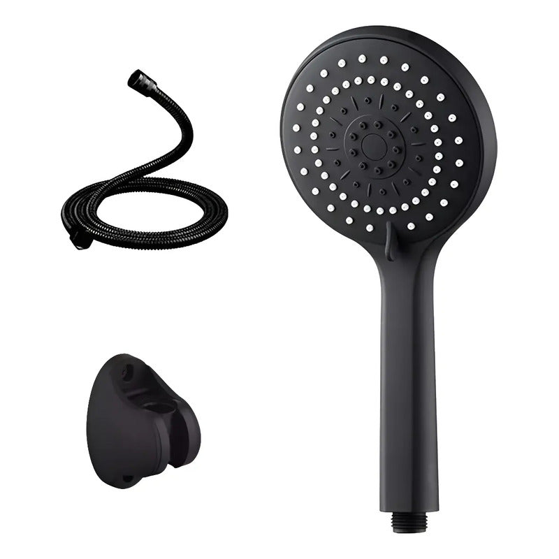 Kit  Ducha Teléfono Plast Manguera Soporte  Acero Inox Negro Negro