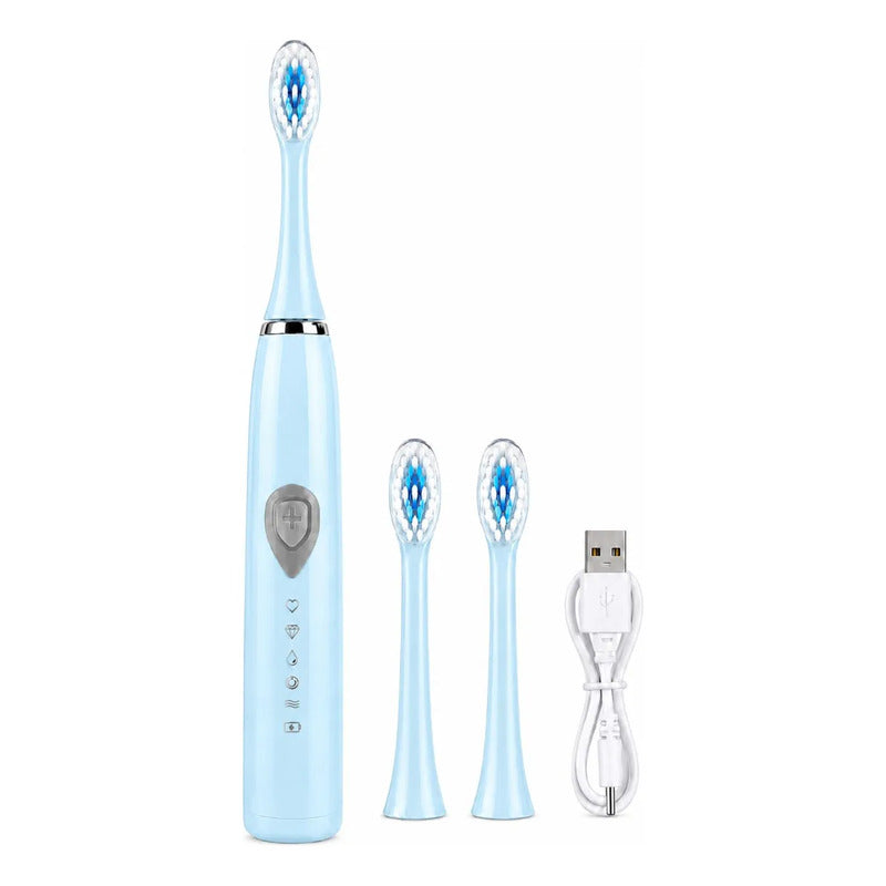Cepillo De Dientes Electrico Recargable Usb + 2 Repuestos