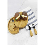 Tabla Redonda Cortador De Queso Madera + 3 Espátulas 19cm Madera