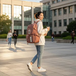 Mochila Escolar Kawaii Estilo Coreano Juvenil Viaje Colegio Terracota Liso
