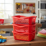 Pack 3 Cestas Apilables Organizadoras Anidable De 4 Litros Rojo