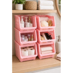 Organizador Gaveta Multiuso Apilable Ventilado Kendy Pack 3 Rosa